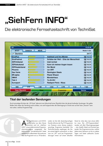 „SiehFern INFO“ - Die elektronische Fernsehzeitschrift von TechniSat