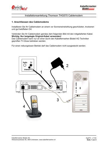 Installationsanleitung Thomson THG570 Cablemodem