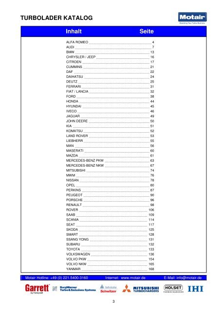 TURBOLADER-KATALOG - Motair Turbolader