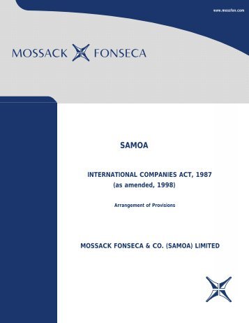 INTERNATIONAL COMPANIES ACT, 1987 - Mossack Fonseca  & Co.
