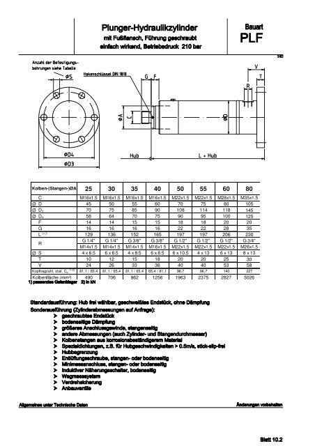 Differential-Hydraulikzylinder der Baureihe RB / RS