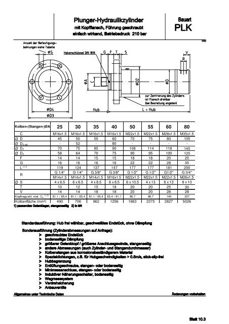 Differential-Hydraulikzylinder der Baureihe RB / RS