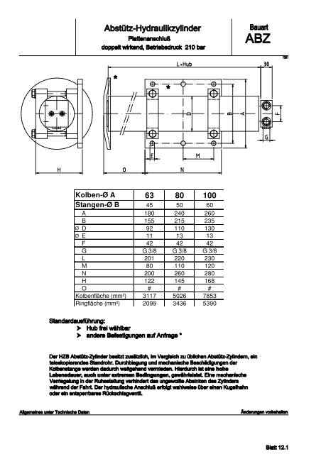 Differential-Hydraulikzylinder der Baureihe RB / RS