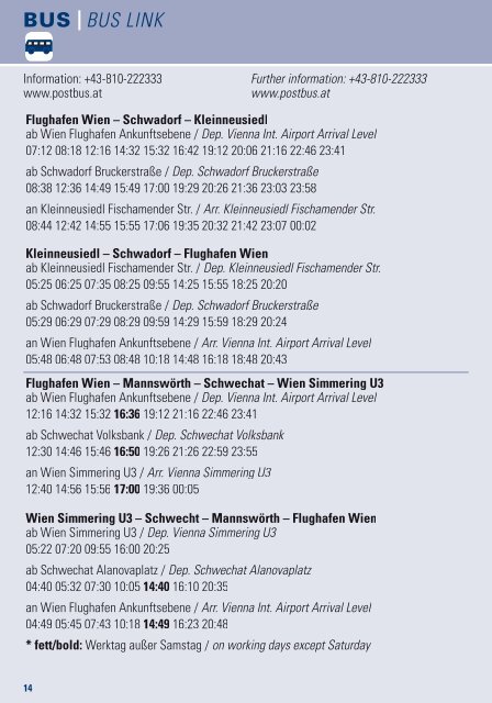 Flughafen Wien/Flugplan