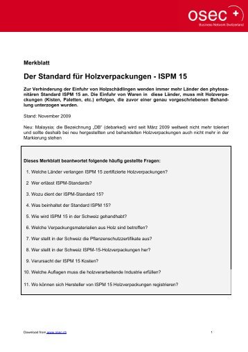 Der Standard für Holzverpackungen - ISPM 15 - Paletten