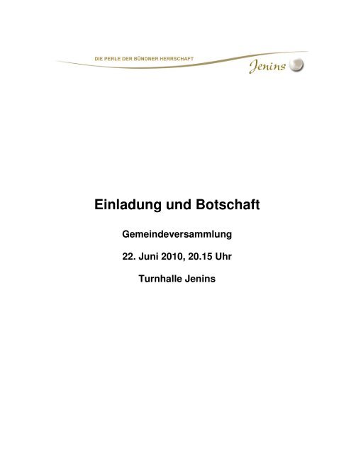 Einladung und Botschaft - Jenins