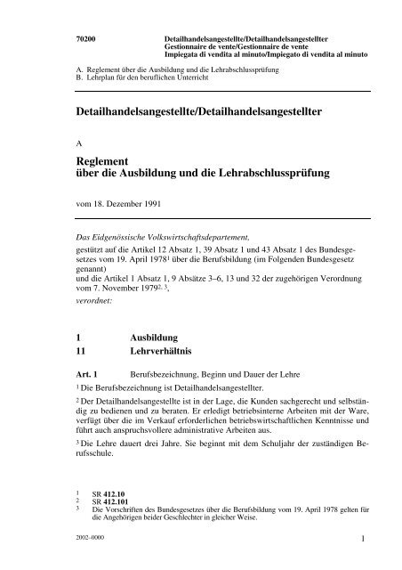 Reglement und Lehrplan (BBT) - Kaufmännische Berufsschule ...