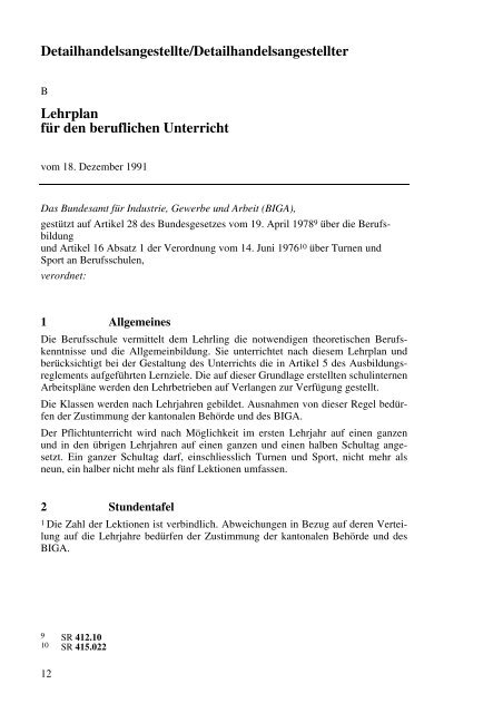 Reglement und Lehrplan (BBT) - Kaufmännische Berufsschule ...