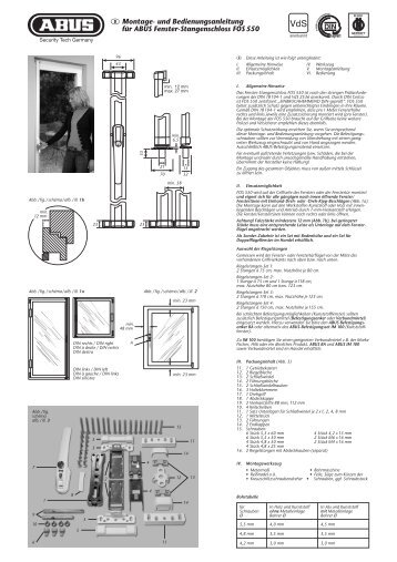 D Montage- und Bedienungsanleitung für ABUS Fenster ...