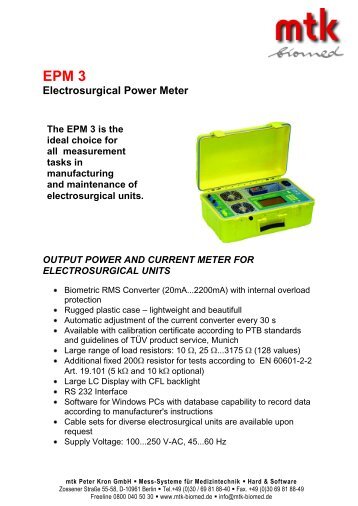 Electrosurgical Power Meter - MTK Peter Kron GmbH