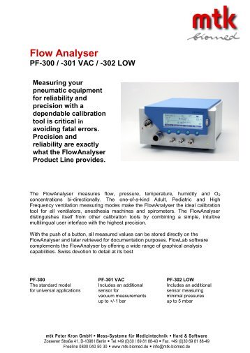 Flow Analyser PF-300 / -301 VAC / -302 LOW - MTK Peter Kron GmbH