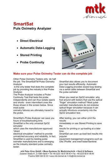 SmartSat Puls Oximetry Analyzer - MTK Peter Kron GmbH