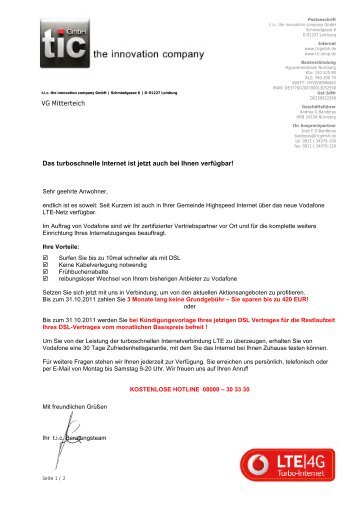 LTE Anschreiben der Firma t.i.c. als PDF anzeigen