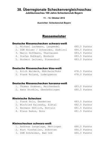 38. Überregionale Scheckenvergleichsschau - Arbeitskreis ...