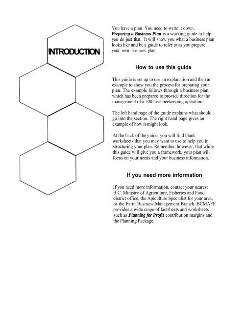 Preparing a Business Plan - Bee Keeper Example - Agricultural ...