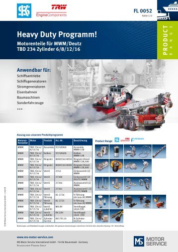 Motorenteile für MWM/Deutz TBD 234 Zylinder 6/8/12/16 - MS Motor ...