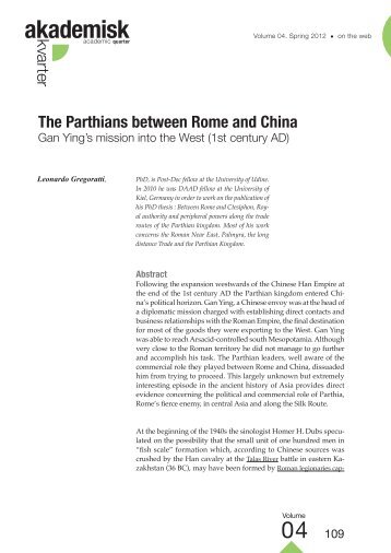 The Parthians between Rome and China • Leonardo Gregoratti