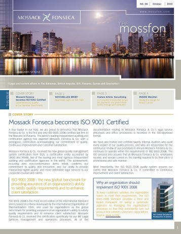 Mossack Fonseca becomes ISO 9001 Certified