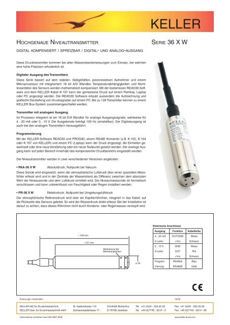 Datenblatt Serie 36 X W - Keller AG