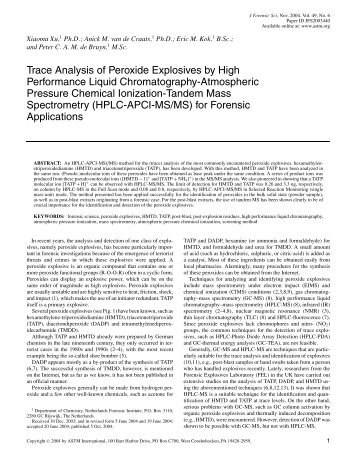 Trace analysis of peroxide explosives by high performance ... - Library