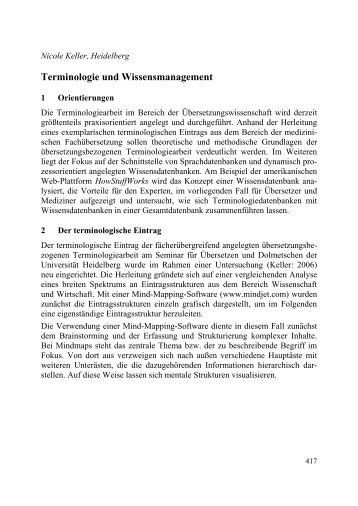 Terminologie und Wissensmanagement - areas