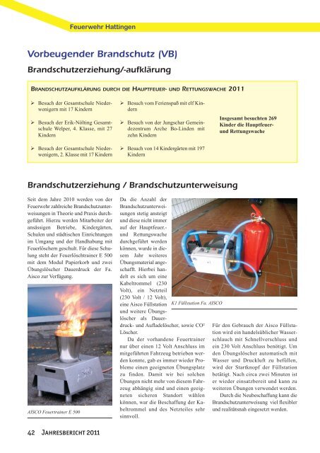 Jahresbericht Hattingen 2011 - Feuerwehr Hattingen