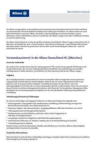 Vorstandsassistent/-in der Allianz Deutschland AG (München)