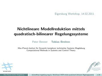 Nichtlineare Modellreduktion mittels quadratisch-bilinearer ...