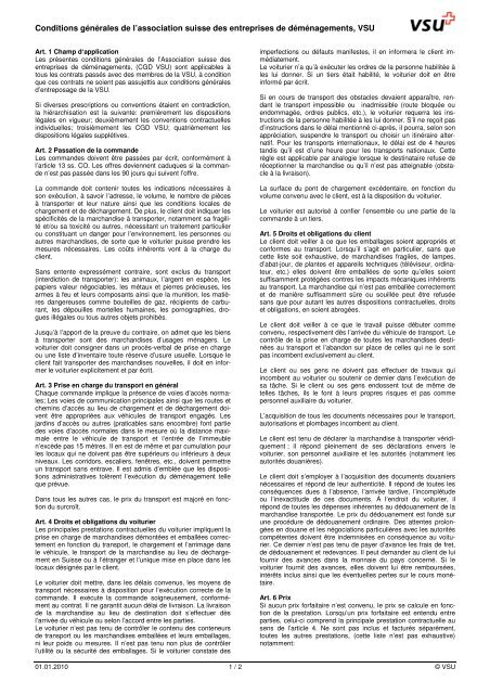 Conditions générales de l'association suisse des ... - Kehrli + Oeler AG