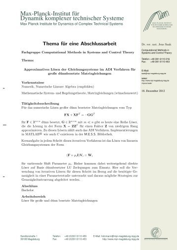 Bachelorarbeit - Max Planck Institute for Dynamics of Complex ...