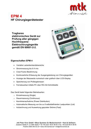 EPM 4 HF Chirurgiegerätetester - MTK Peter Kron GmbH