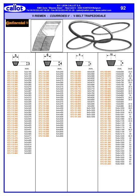 V-RIEMEN - COURROIES-V - V-BELT ... - Leon Callot SA