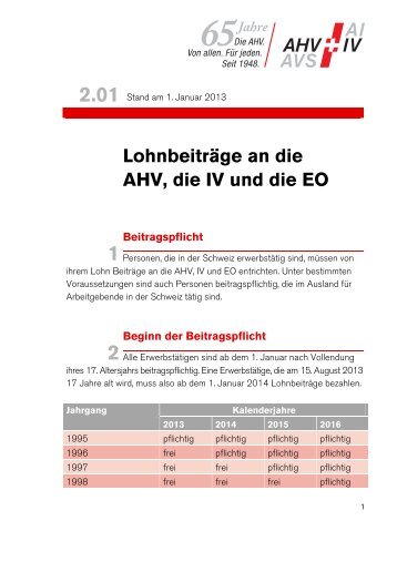 Lohnbeiträge an die AHV, die IV und die EO