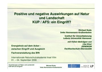 Positive und negative Auswirkungen auf Natur und Landschaft KUP ...