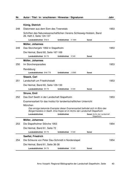 Regional-Bibliographie der Landschaft Stapelholm - FÃ¶rderverein ...