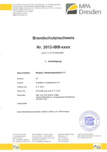 Muster für ein Brandschutznachweis - MPA Dresden GmbH