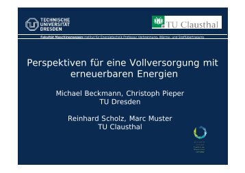 Perspektiven für eine Vollversorgung mit erneuerbaren Energien