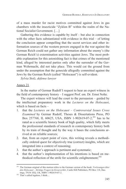 Germar Rudolf, Resistance Is Obligatory (2012; PDF-Datei