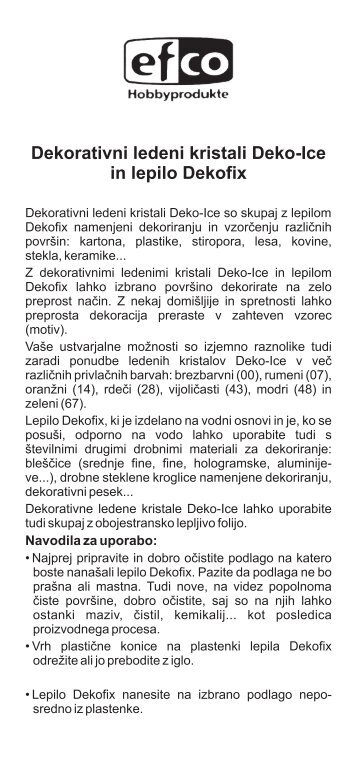 Dekorativni ledeni kristali Deko-Ice in lepilo Dekofix - Antus