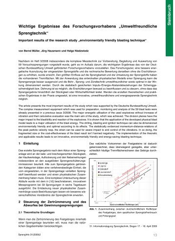 Steinbruch Wichtige Ergebnisse des Forschungsvorhabens ...