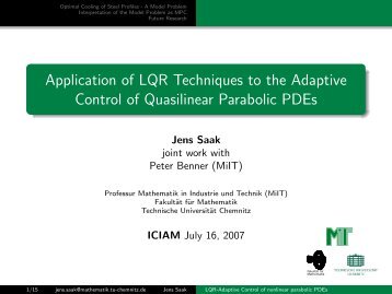 Application of LQR Techniques to the Adaptive Control of ...