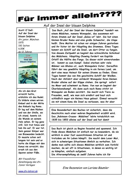 Auf Der Insel Der Blauen Delphine Mrg