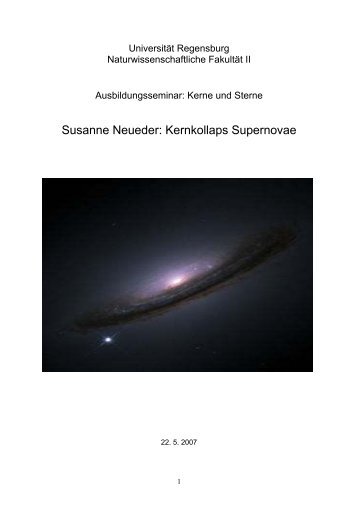 Susanne Neueder: Kernkollaps Supernovae - Universität Regensburg