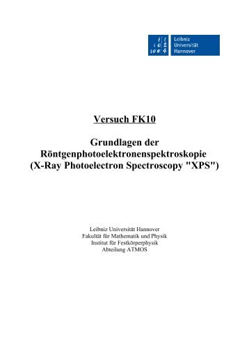 Grundlagen der Röntgenphotoelektronenspektroskopie - Institut für ...
