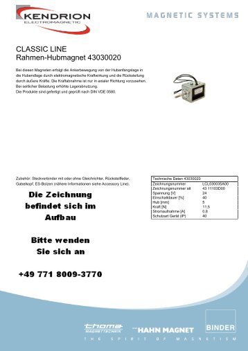 CLASSIC LINE Rahmen-Hubmagnet 43030020 - Kendrion