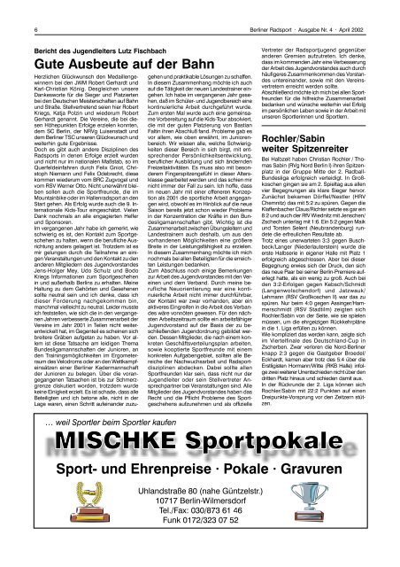 Wie gewohnt Rene Obst - Berliner Radsport Verband e.V.