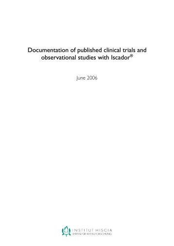 Documentation of published clinical trials and ... - Institut Hiscia