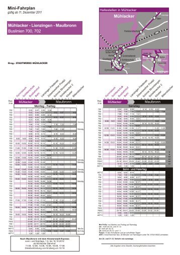 Mühlacker Mini-Fahrplan Mühlacker - Lienzingen - Maulbronn ...