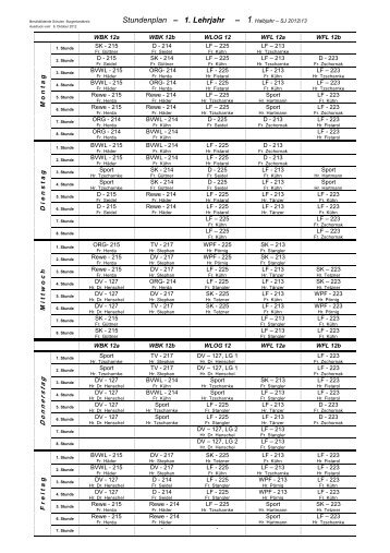 Stundenplan – 1. Lehrjahr - Bbs-blk.de