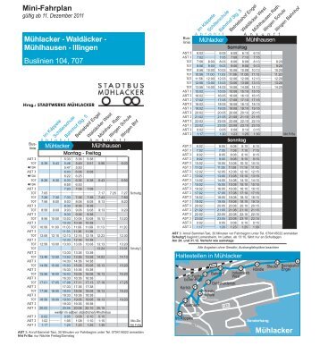 Mini-Fahrplan Mühlacker - Waldäcker - Mühlhausen - Illingen ...